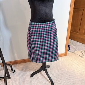 Talbots Pink and Green Plaid Pencil Skirt